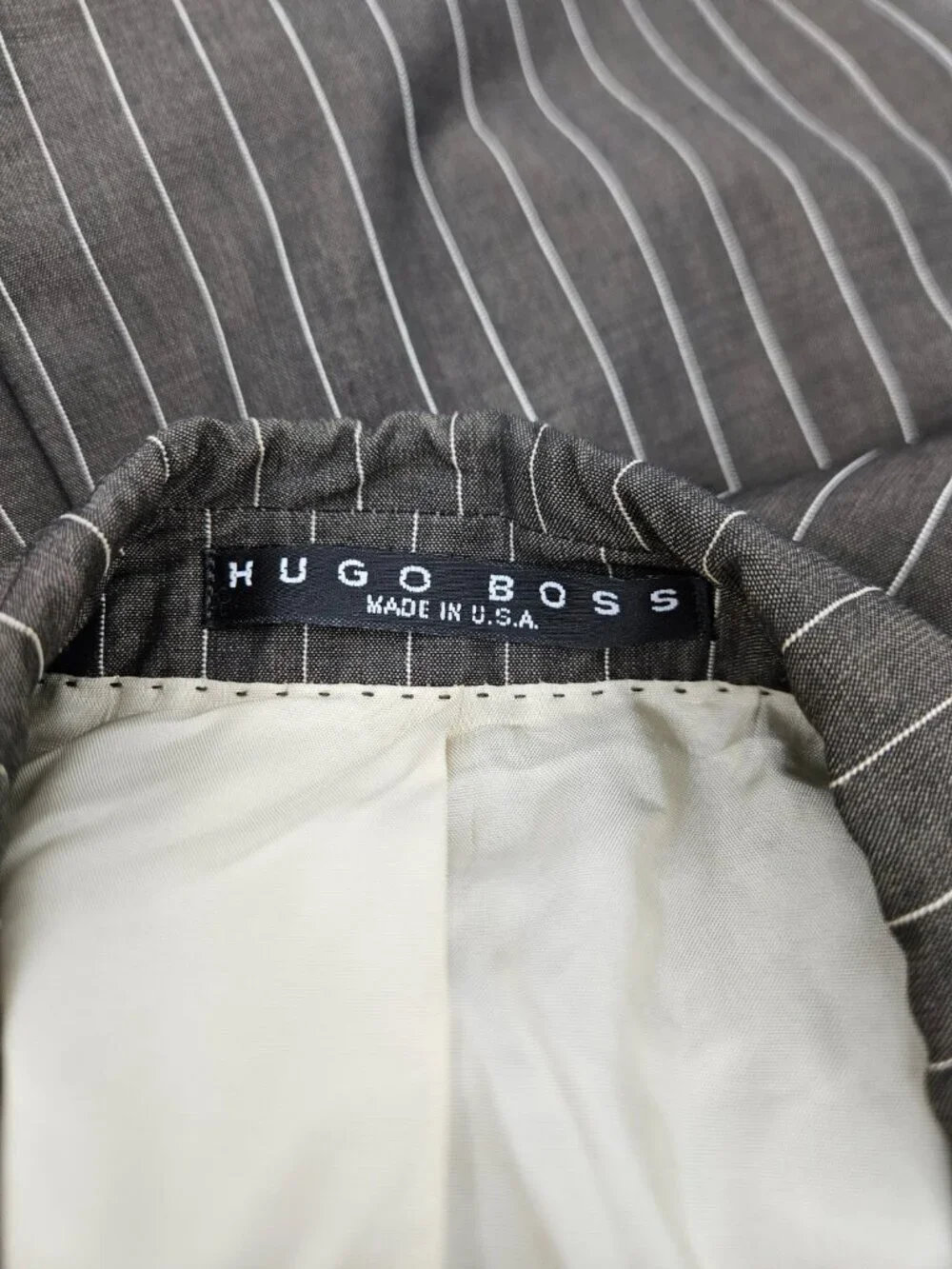 Hugo Boss Grey Striped Blazer Mens 46L Bertolucci Movie Wool Blend